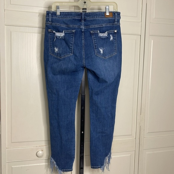 Judy Blue Womens Skinny Fit Blue Denim Jeans  Distressed Distroyed Size 11/30 - Picture 5 of 12